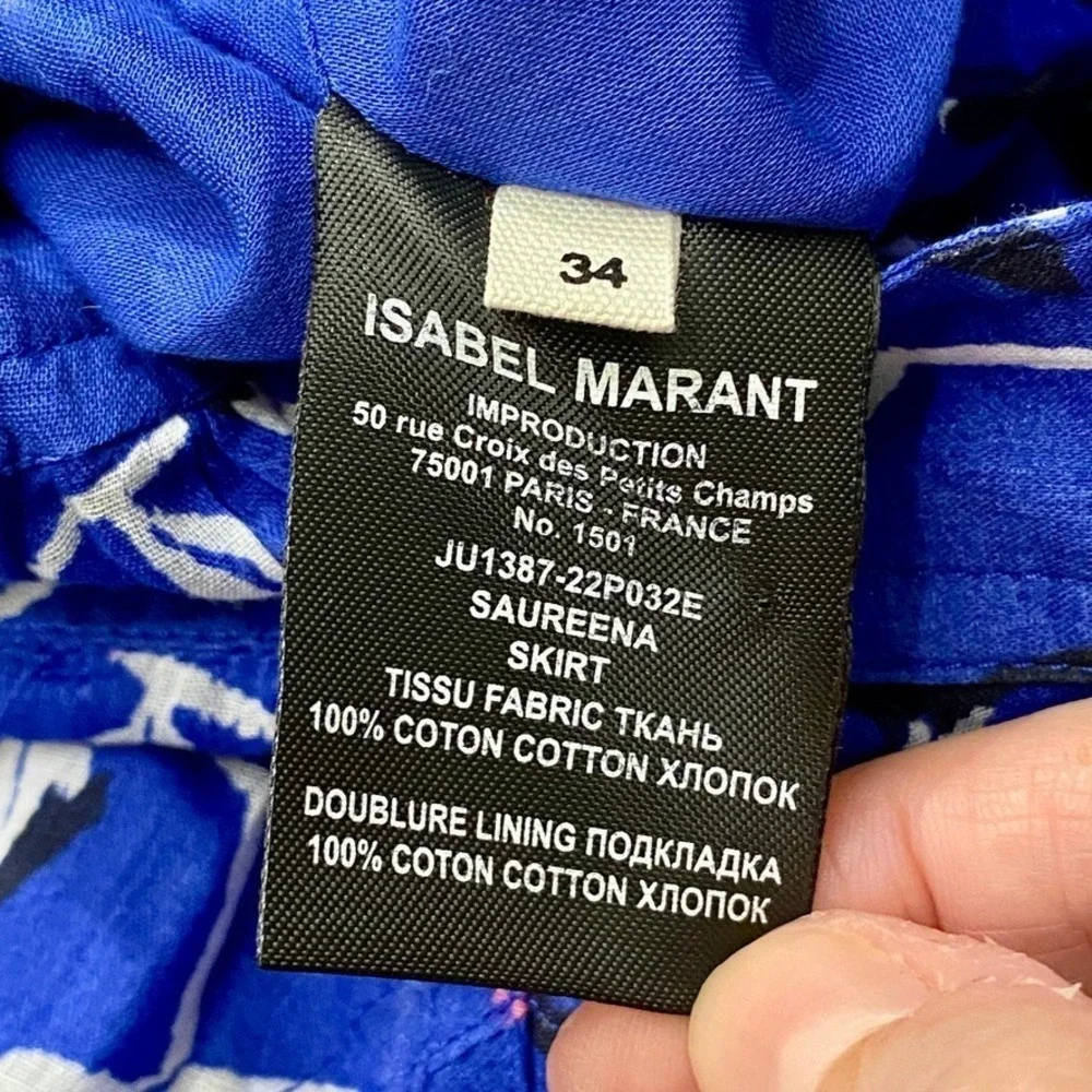 Isabel Marant Etoile Saureena Mini Skirt Electric Blue Ditsy Floral French Boho